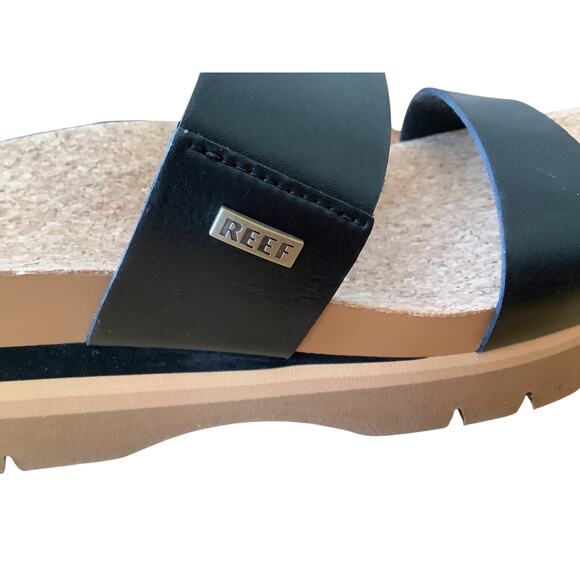 REEF CUSHION VISTA HIGHER BLACK/BEIGE SUPPORT SLIDES 10 - Picture 9 of 9